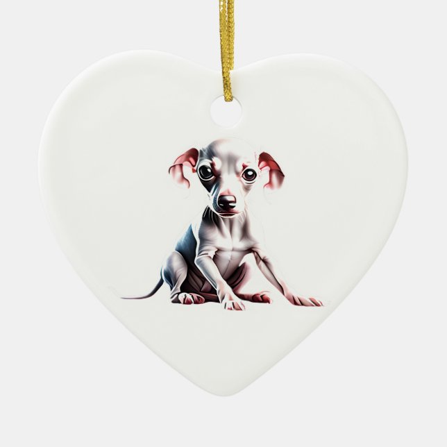 Personlig Italienska hundvalpen Julgransprydnad Keramik (Framsidan)