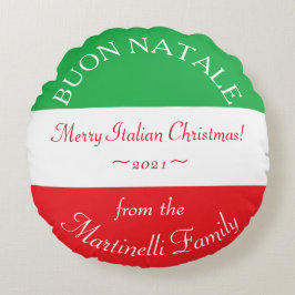 Personlig Italienska julhuset Buon Natale Couch Rund Kudde