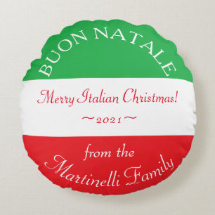 Personlig Italienska julhuset Buon Natale Couch Rund Kudde
