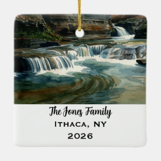 Personlig Ithaca, NY  jul Julgransprydnad Keramik