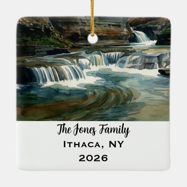 Personlig Ithaca, NY  jul Julgransprydnad Keramik (Baksida)
