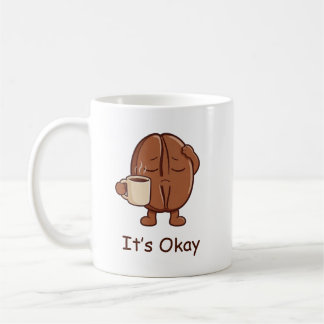 Personlig It's Okay Söt Kaffeböna Karaktär Kaffemugg