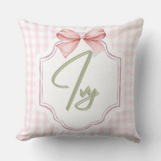Personlig Ivy Flicka Nursery Bow&Gingham Kudde