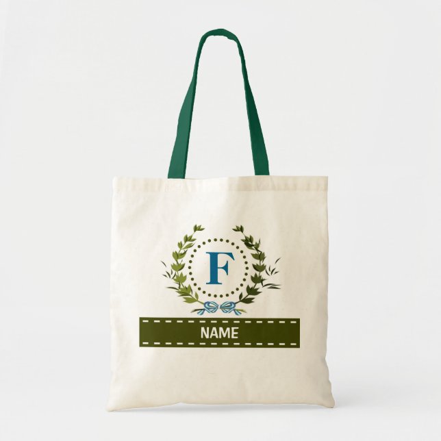 Personlig Ivy WAN Bröllop Datum Monogram F Tygkasse (Framsidan)