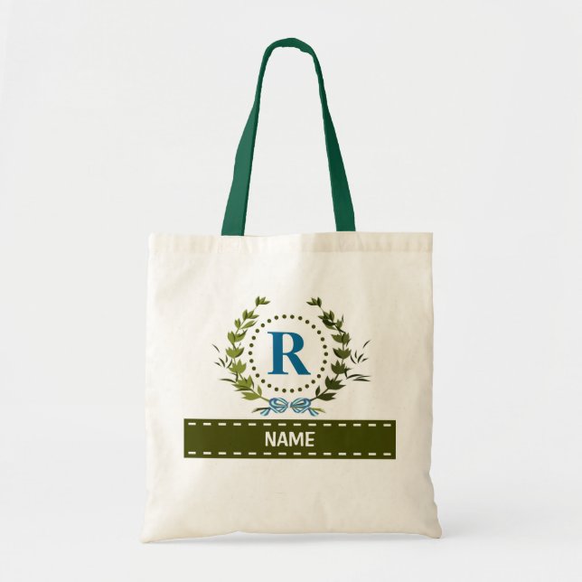 Personlig Ivy WAN Bröllop Datum Monogram R Tygkasse (Framsidan)