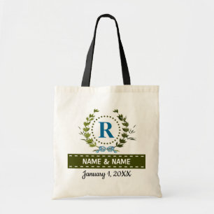 Personlig Ivy WAN Bröllop Datum Monogram R Tygkasse
