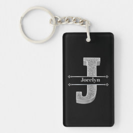 Personlig J Inledande Silver Monogram Ditt namn