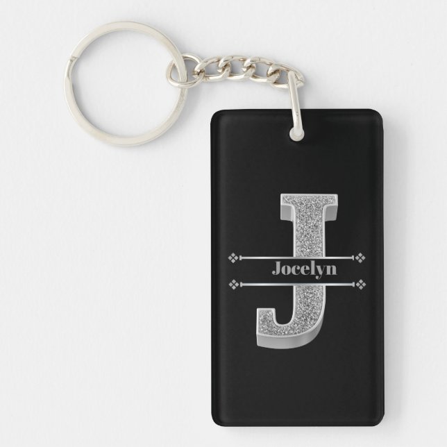 Personlig J Inledande Silver Monogram Ditt namn (Framsidan)
