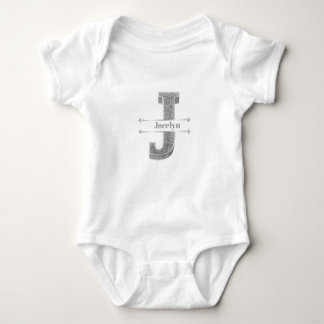 Personlig J Inledande Silver Monogram Ditt namn T Shirt