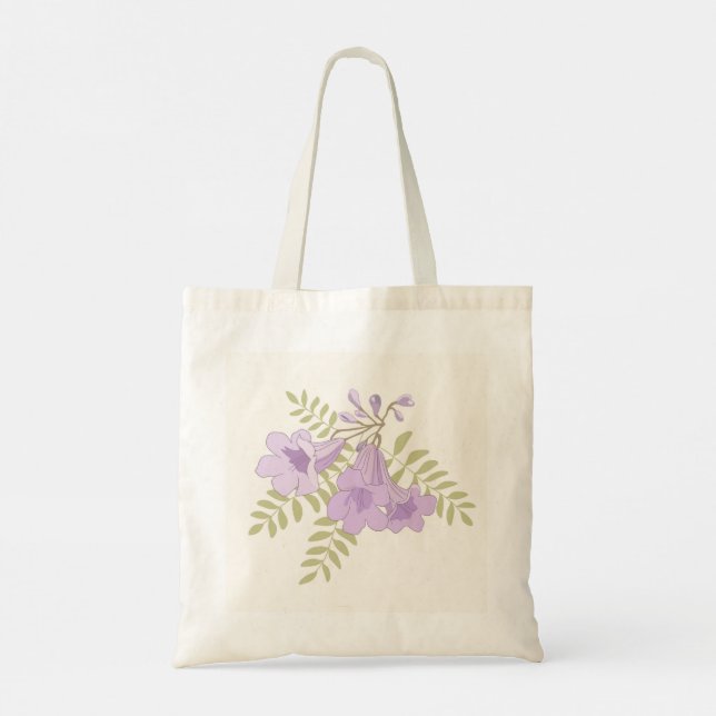 Personlig jacaranda-blommande blomsterhandväskor tygkasse (Baksida)