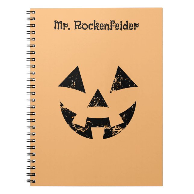 Personlig Jack-o-lantern pumpkin ansikte Halloween Anteckningsbok (Framsidan)
