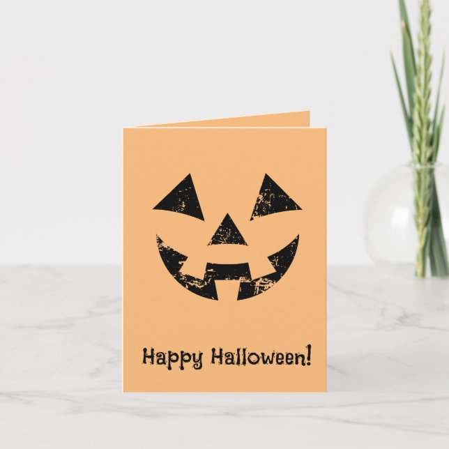 Personlig Jack-o-lantern pumpkin ansikte Halloween Anteckningskort (Framsida)