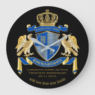 Personlig Jackande Arm Blue Guld Eagle Emblem Stor Klocka
