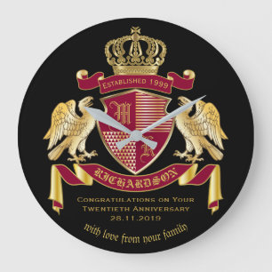Personlig Jackar Arm Red Guld Eagle Emblem Stor Klocka