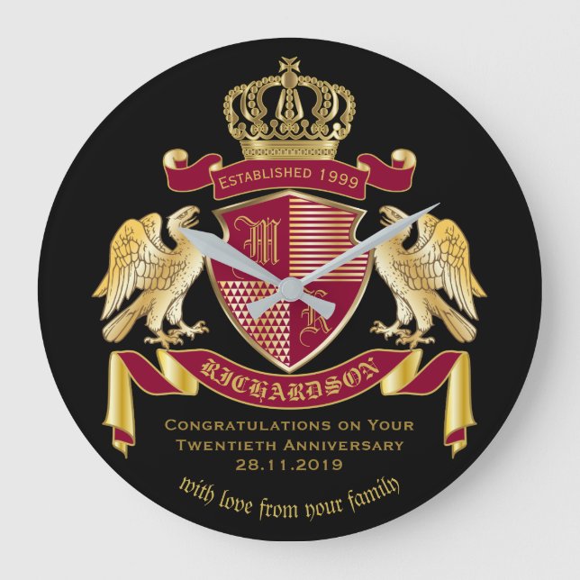 Personlig Jackar Arm Red Guld Eagle Emblem Stor Klocka (Framsida)