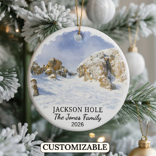 Personlig Jackson Hole Mountain Resort, Wyoming Julgransprydnad Keramik