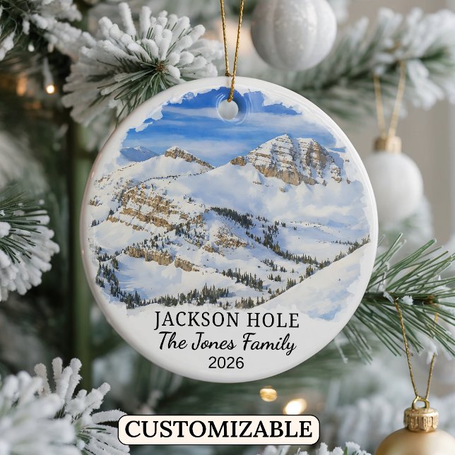 Personlig Jackson Hole Mountain Resort, Wyoming Julgransprydnad Keramik (Skapare uppladdad)