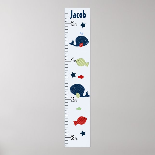 Personlig Jackson Whale/Fish Growth Chart Poster (Framsidan)