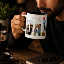 Personlig 'Jag älskar dig' fotokollage Pappamugg