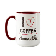 Personlig "Jag älskar kaffe" mugg present till hen