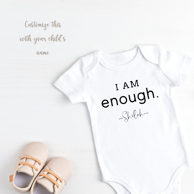 Personlig jag är tillräckligt t shirt (Personalized I am Enough Baby Bodysuit)
