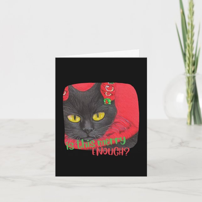 Personlig jag hatar jul Rolig svart katt  Helgkort (Framsida)