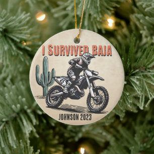 Personlig - Jag Överlevt Baja Desert Motocross Julgransprydnad Keramik