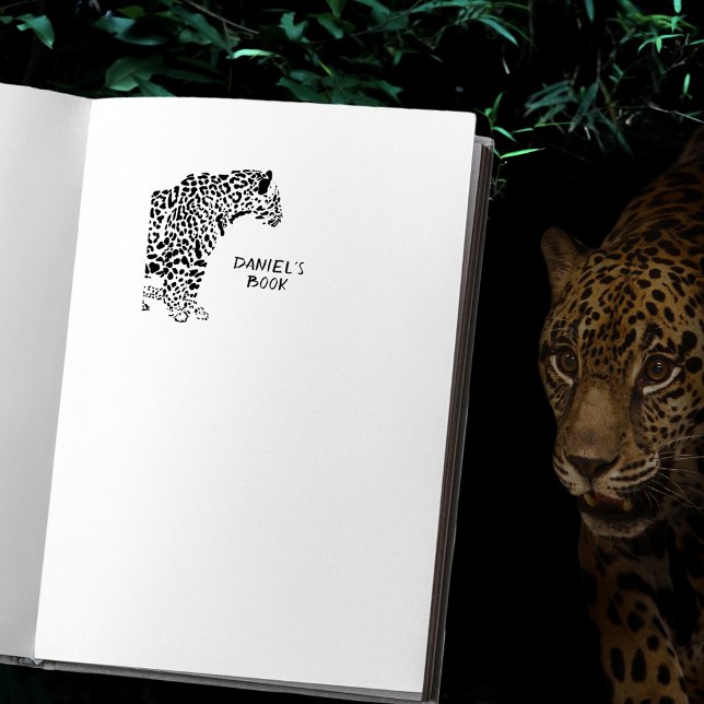 Personlig Jaguar Bookplate Självfärgande Stämpel (For book lovers who live on the wild side)