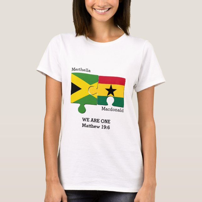 Personlig JAMAICA GHANA Christian Flagga T Shirt (Framsida)