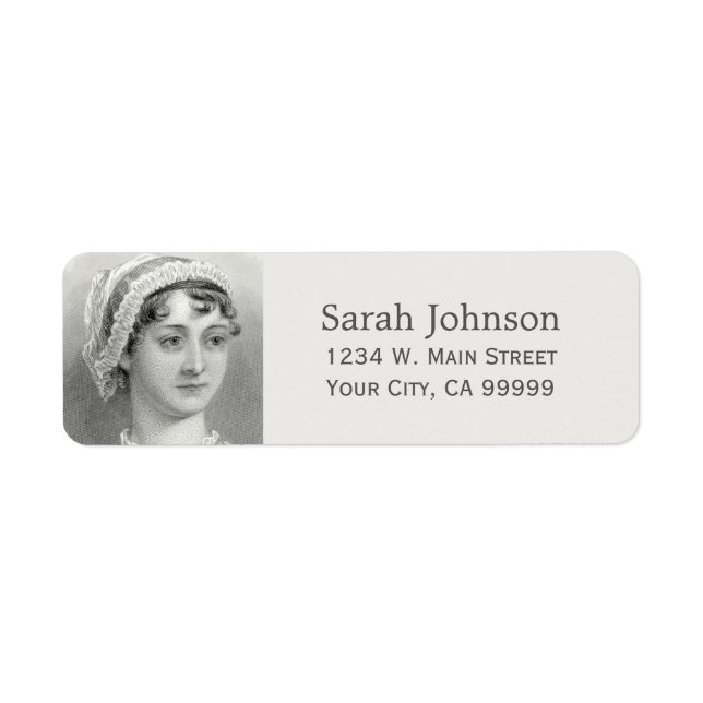 Personlig Jane Austen Returadress Etikett (Framsidan)