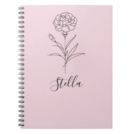 Personlig januari Carnation Bird Flower Anteckningsbok