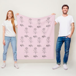 Personlig januari Carnation Bird Flower Fleecefilt
