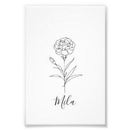 Personlig januari Carnation Bird Flower Fototryck