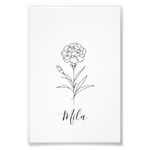 Personlig januari Carnation Bird Flower Fototryck