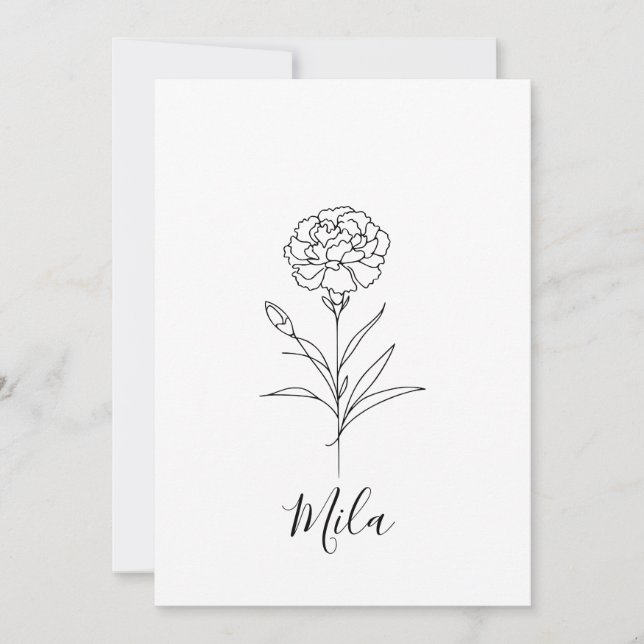 Personlig januari Carnation Bird Flower Inbjudningar (Framsida)