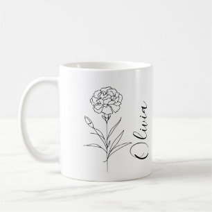 Personlig januari Carnation Bird Flower Kaffemugg