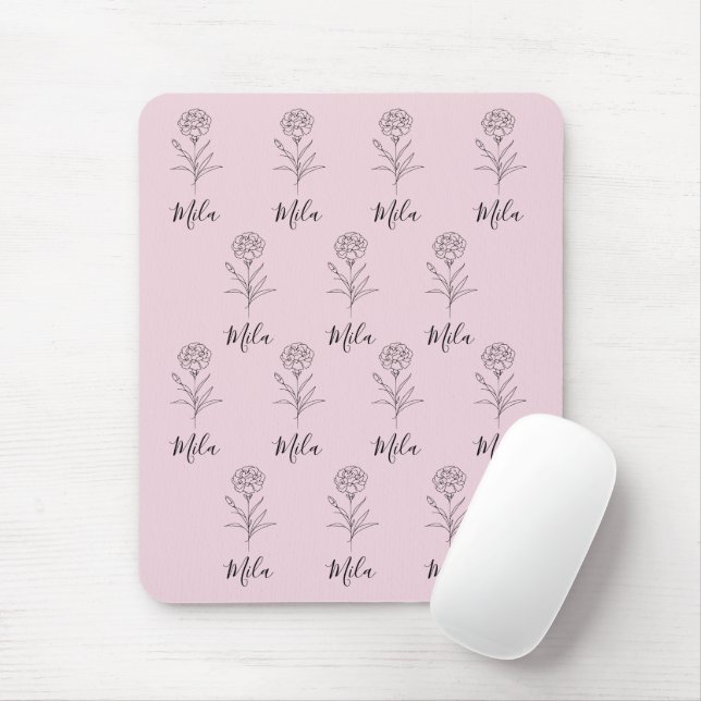 Personlig januari Carnation Bird Flower Musmatta (Med mus)