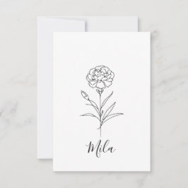 Personlig januari Carnation Bird Flower Tack Kort