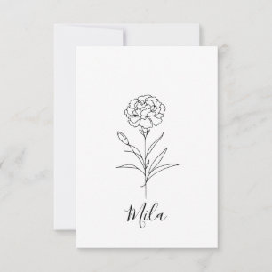 Personlig januari Carnation Bird Flower Tack Kort