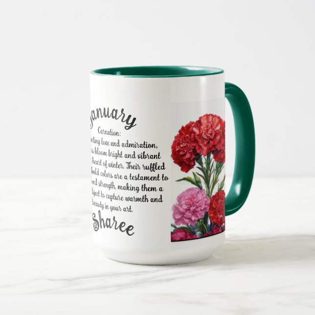 Personlig Januari Flower Mugg (Framsida höger)