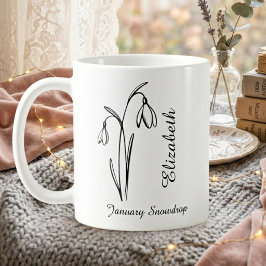 Personlig Januari Födelsedag Snödropp Blomma Kaffemugg