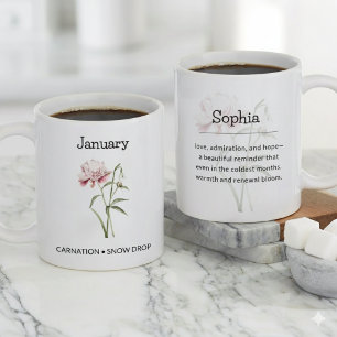 Personlig januari födelsemånadsblomma jumbo mugg