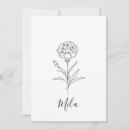 Personlig januari nejlikefödelsedagsblomma inbjudningar