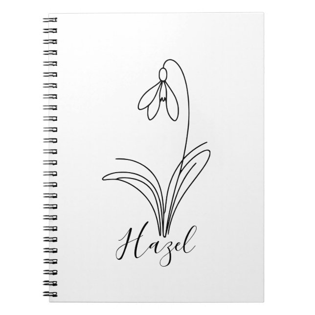 Personlig januari snöfall Födelseblomma Anteckningsbok (Framsidan)