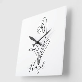 Personlig januari snöfall Födelseblomma Fyrkantig Klocka