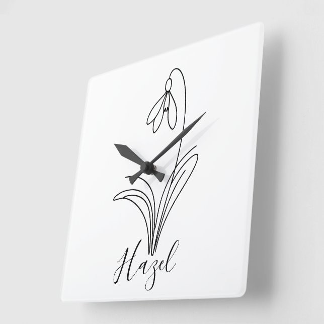 Personlig januari snöfall Födelseblomma Fyrkantig Klocka (Vinkel)