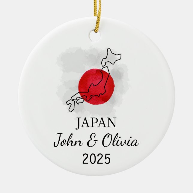Personlig Japan Ornament, Japan Flagga Gift Julgransprydnad Keramik (Framsidan)