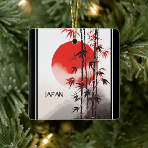 Personlig Japan Sol och Bamboo Japanska Helgdag Julgransprydnad Keramik