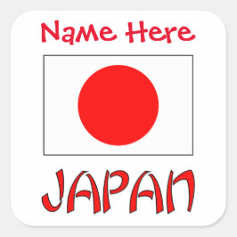 Personlig Japanflagga Namn Fyrkantig Etikett