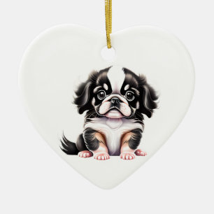 Personlig Japansk chin Puppy Julgransprydnad Keramik